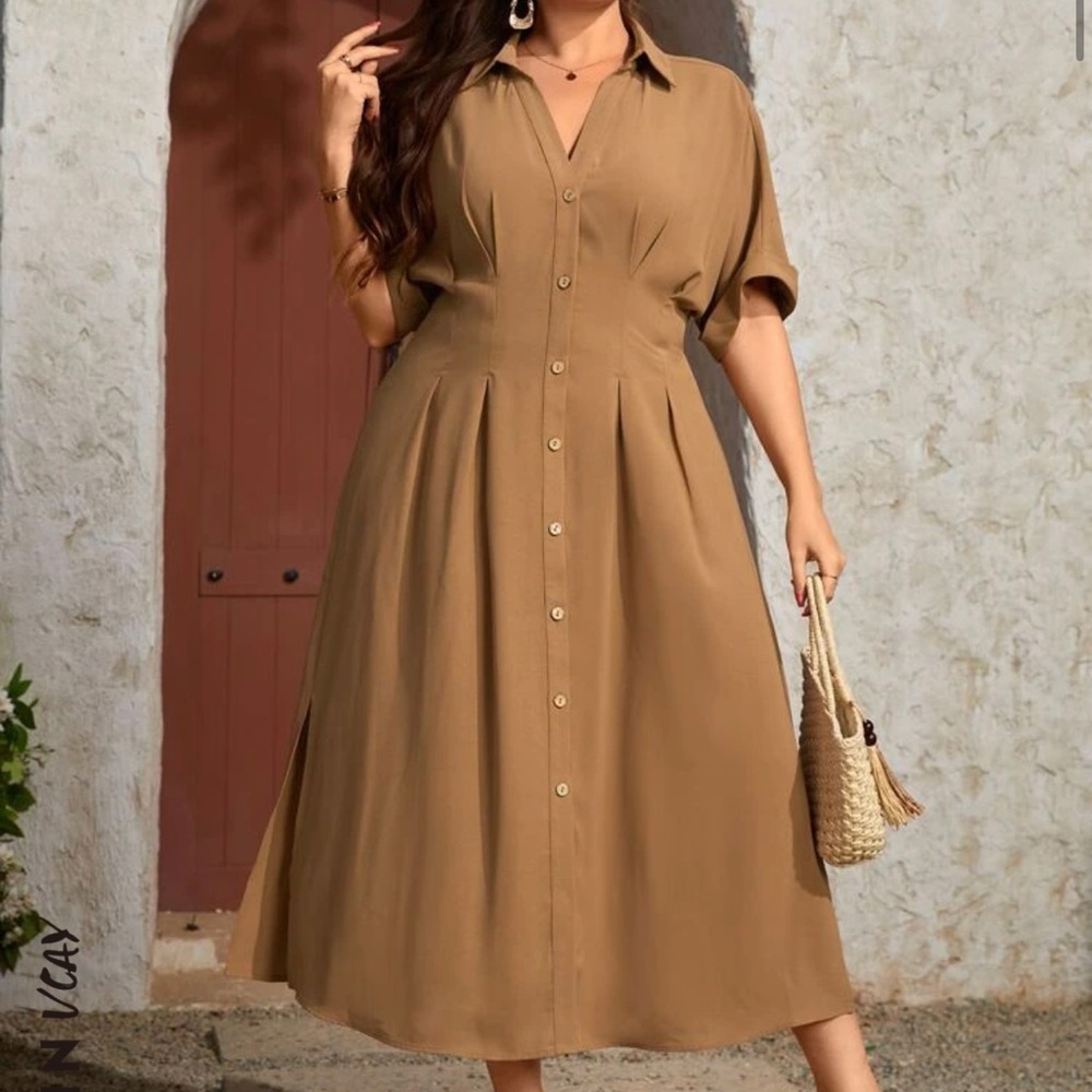 SHEIN button down short sleeve dress